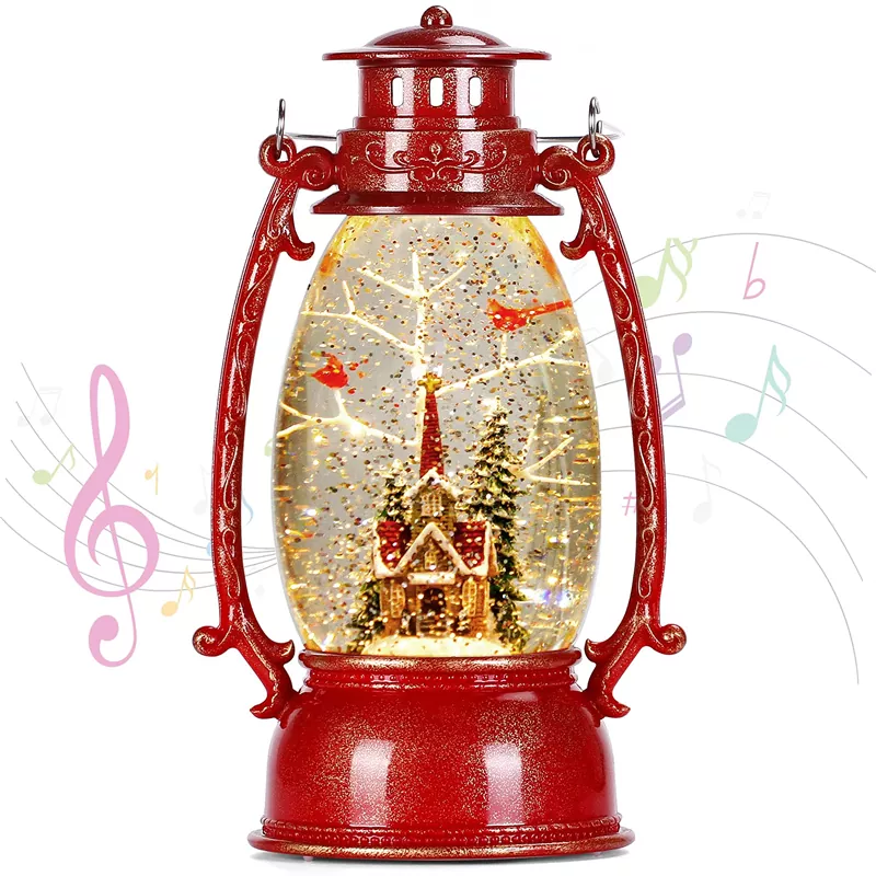 Christmas Snow Globe Lantern Church