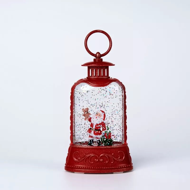 Liten röd lykta Santa Snow Globe