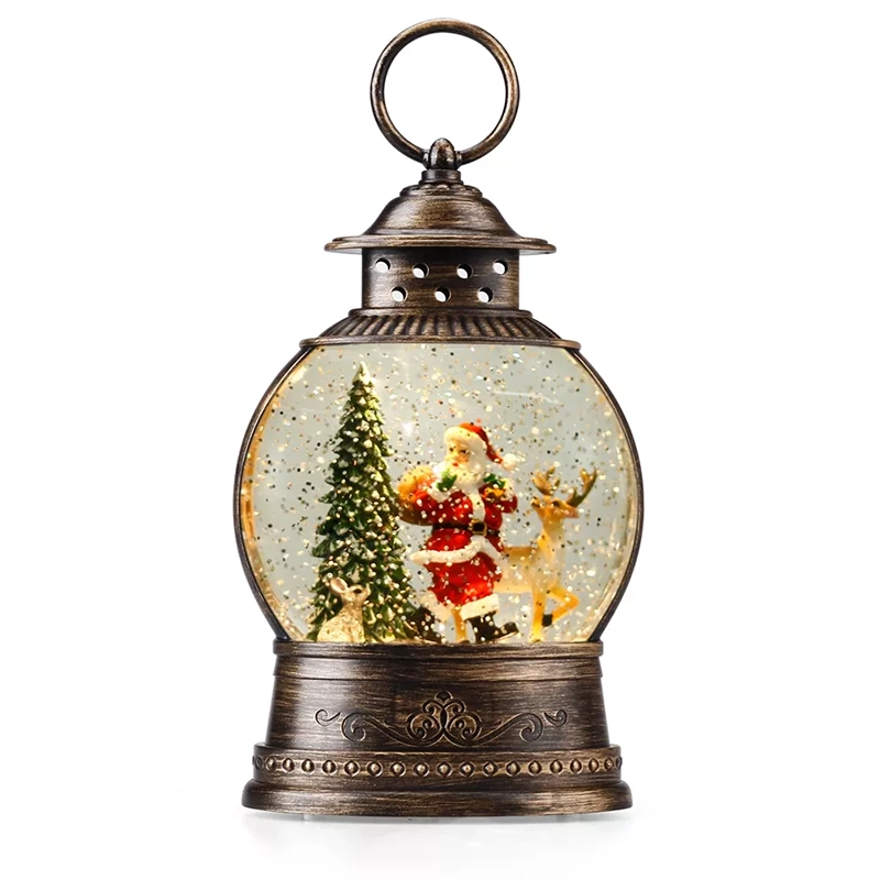 Santa Claus och Älg Christmas Snow Globe Lantern