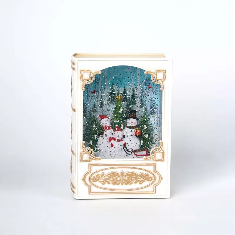 White Book Snowman Snowglobe